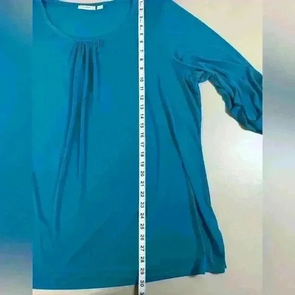 Susan Graver Liquid Knit Ruched Sleeve Tunic Teal Women’s 2X - Picture 8 of 11